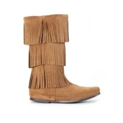 Minnetonka Bottes En Cuir Et Daim 3-LAYER FRINGE