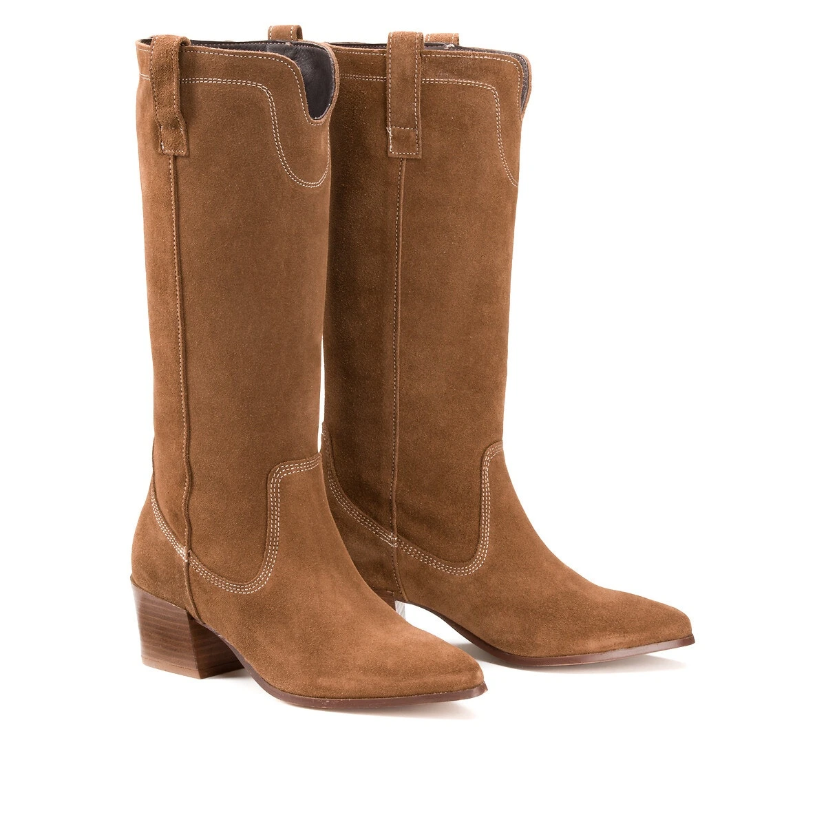 Ikks Bottes Hautes Talon Moyen Cuir Suédé 4 Ikks Bottes Hautes Talon Moyen Cuir Suédé – Image 2